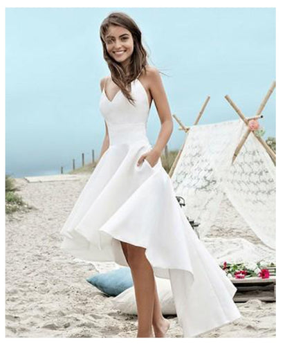 Short Satin Beach Wedding Dresses