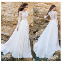 Load image into Gallery viewer, Long Sleeve Lace Satin Wedding Dress