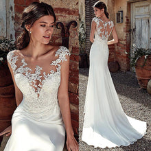 Load image into Gallery viewer, Soft Satin Mermaid Wedding Dresses With Lace