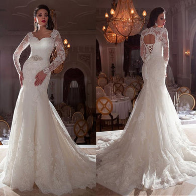 Gorgeous Tulle Queen Mermaid Wedding Dresses with Lace
