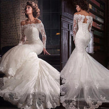 Load image into Gallery viewer, Romantic Tulle Mermaid Wedding Dress With Lace