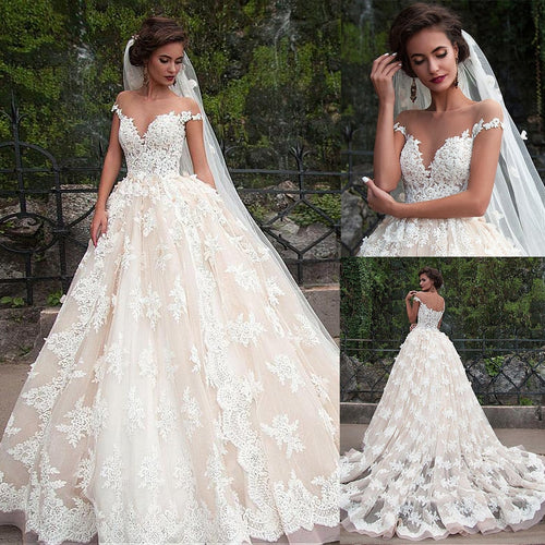 Tulle Ball Gown Wedding Dresses With Lace