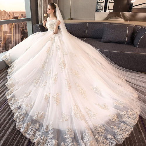 Royal Ball Gown Lace Wedding Dress