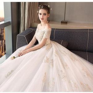 Royal Ball Gown Lace Wedding Dress