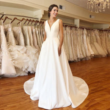 Load image into Gallery viewer, Elegant V-neck Satin Wedding Dresses