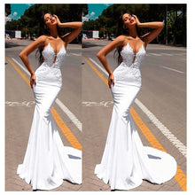 Load image into Gallery viewer, Satin Mermaid Lace Wedding Dresses